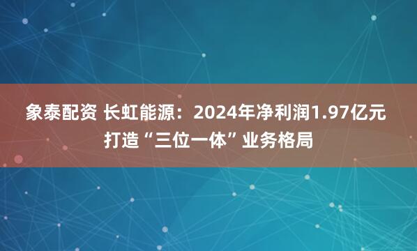 象泰配资 长虹能源：2024年净利润1.97亿元 打造“三位一体”业务格局