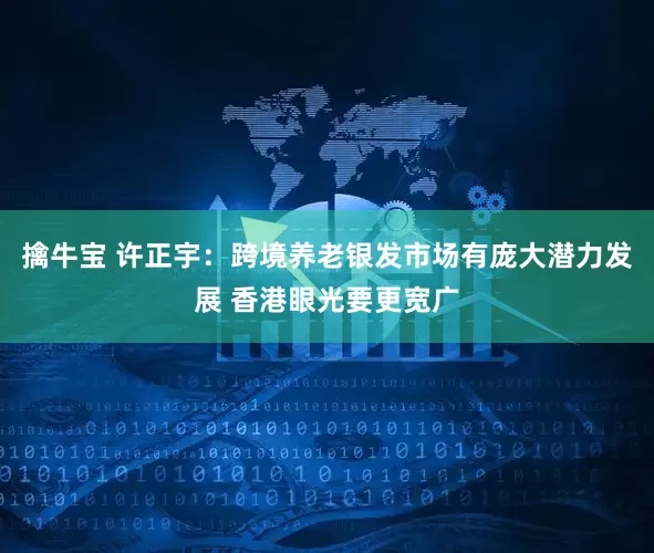 擒牛宝 许正宇：跨境养老银发市场有庞大潜力发展 香港眼光要更宽广